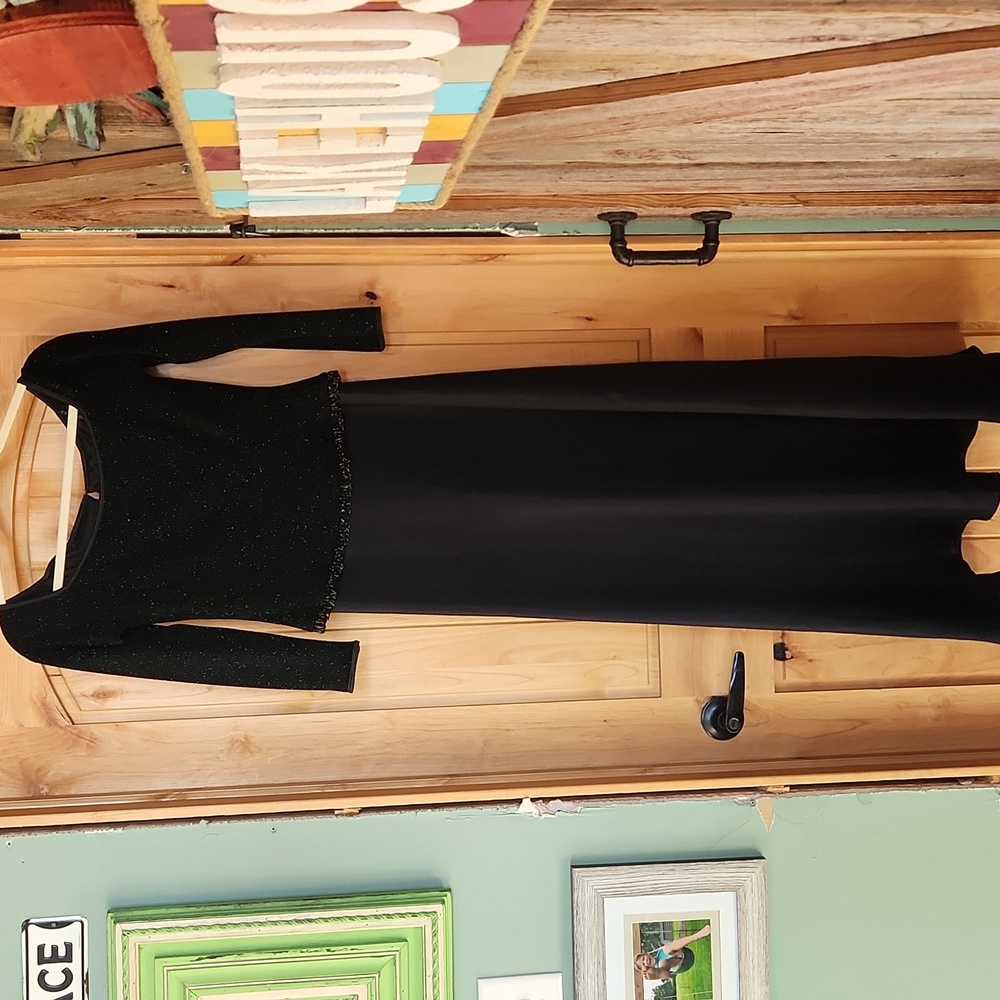 Betsy & Adam Elegant Black Long Sleeve Dress